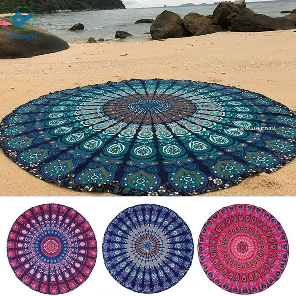 Round Beach Towel Indian Mandala Tapestry Bohemian Throw Towel Yoga Mat Blanket 